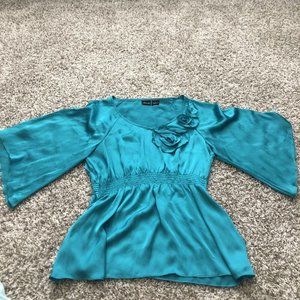 will smith womens blouse flower design size large smock waist elestic